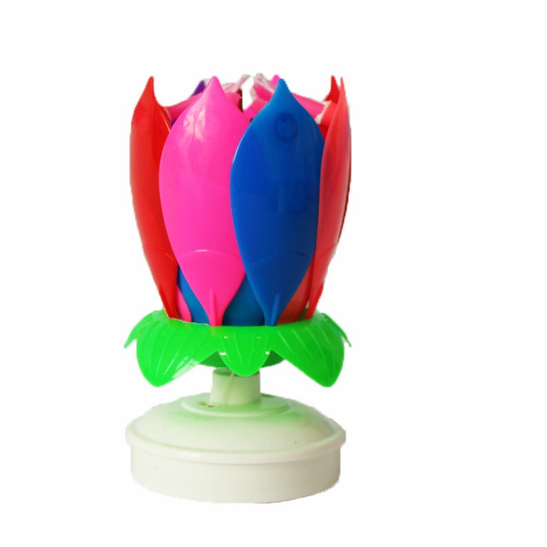 Amazon 14 lotus music candles double-layer flat bottom will sing and rotate birthday cake candle