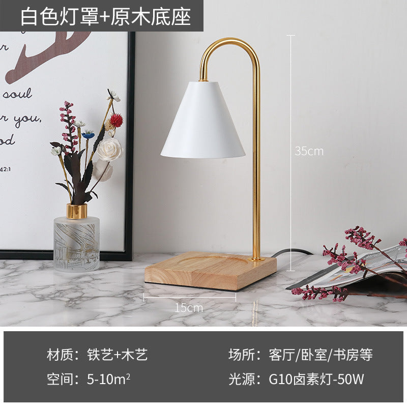 Cross-border simple aromatherapy wax lamp iron art wood tabletop night light romantic bedside lamp fireless essential oil melt candle lamp