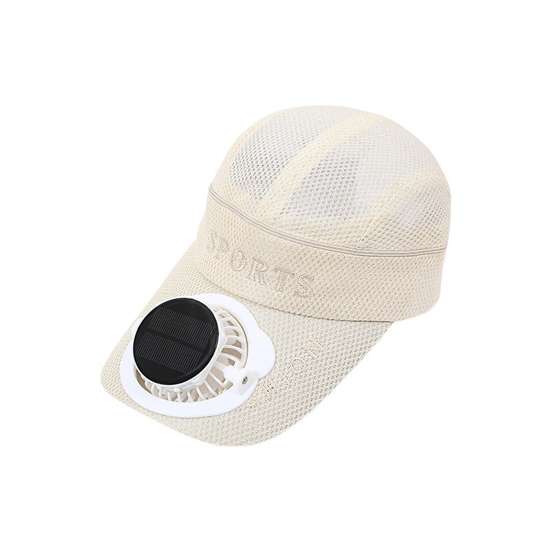 Summer adult solar charging fan hat men's outdoor fishing sunshade sun protection women's empty top duck tongue net hat