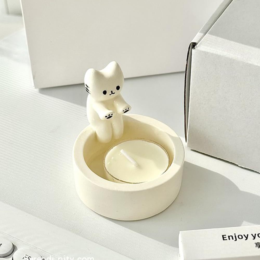 Cartoon Kitten Candle Holder Cartoon Kitten Candle Holder Valentine's Day Kitten Warming Decoration