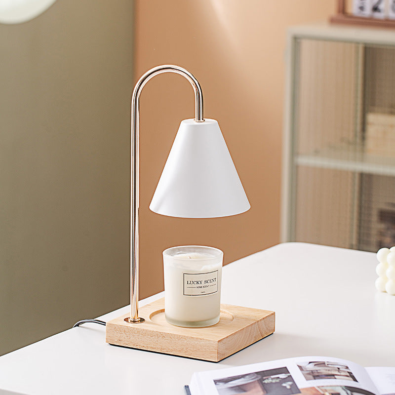 Cross-border simple aromatherapy wax lamp iron art wood tabletop night light romantic bedside lamp fireless essential oil melt candle lamp