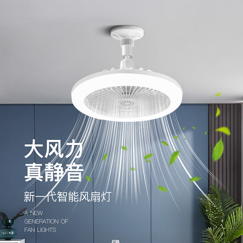 New led fan light white light E27 screw mouth home living room three-color ceiling fan light remote control bedroom fan light