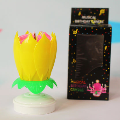 Amazon 14 lotus music candles double-layer flat bottom will sing and rotate birthday cake candle