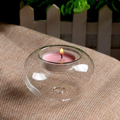 Flat Ball Glass Candle Holder Candlelight Dinner Romantic Transparent Candle Holder Modern Simple Built-in Glass Candle Holder