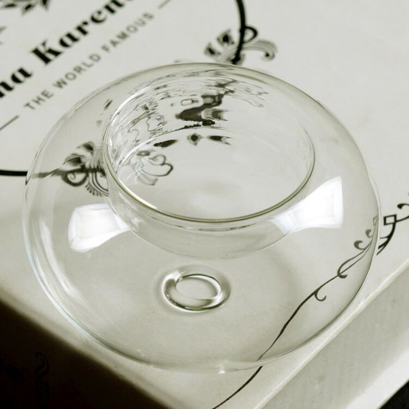 Flat Ball Glass Candle Holder Candlelight Dinner Romantic Transparent Candle Holder Modern Simple Built-in Glass Candle Holder