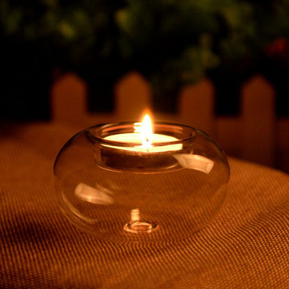Flat Ball Glass Candle Holder Candlelight Dinner Romantic Transparent Candle Holder Modern Simple Built-in Glass Candle Holder