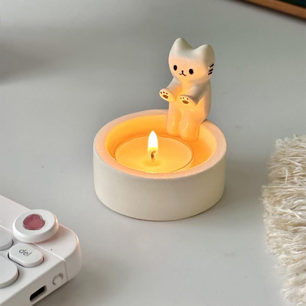 Cartoon Kitten Candle Holder Cartoon Kitten Candle Holder Valentine's Day Kitten Warming Decoration