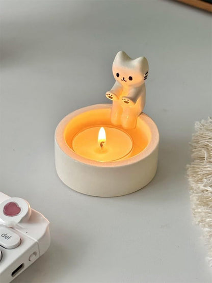 Cartoon Kitten Candle Holder Cartoon Kitten Candle Holder Valentine's Day Kitten Warming Decoration