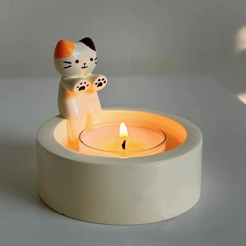 Cartoon Kitten Candle Holder Cartoon Kitten Candle Holder Valentine's Day Kitten Warming Decoration